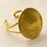 Ellipse Form Brushed Gold Adjustable Ring