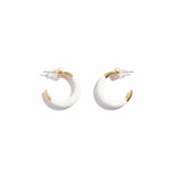 Cemre Brushed Gold Enamel Hoop Earrings 