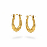 Esma Stainless Steel Motiffed Hoop Earrings
