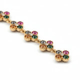 Sona Floral Dangle Earrings w Multicolor Zirconias 