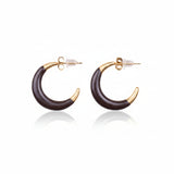 Cemre Brushed Gold Enamel Hoop Earrings 
