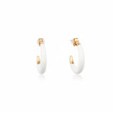 Cemre Brushed Gold Enamel Hoop Earrings 
