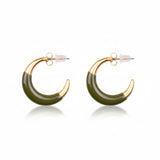 Cemre Brushed Gold Enamel Hoop Earrings 