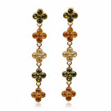 Sona Floral Dangle Earrings w Multicolor Zirconias 