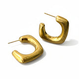 Lemou Brushed Gold  Square Earrings  