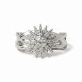 The Sun Stainless Steel Ring w Zirconium Stones 