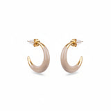 Cemre Brushed Gold Enamel Hoop Earrings 