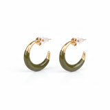 Cemre Brushed Gold Enamel Hoop Earrings 
