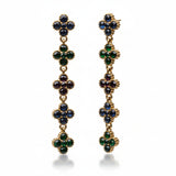 Sona Floral Dangle Earrings w Multicolor Zirconias 