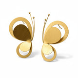 Brushed Gold Butterfly Stud Earrings