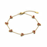 Stainless Steel Red Heart Bracelet 