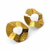Lisa Hammered Gold Round Stud Earrings  