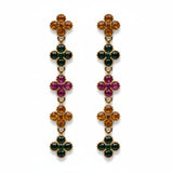 Sona Floral Dangle Earrings w Multicolor Zirconias 