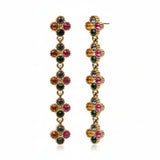 Sona Floral Dangle Earrings w Multicolor Zirconias 