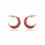 Cemre Brushed Gold Enamel Hoop Earrings 