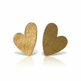 Brushed Gold Heart Stud Earrings