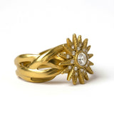 The Sun Stainless Steel Ring w Zirconium Stones 