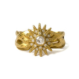 The Sun Stainless Steel Ring w Zirconium Stones 