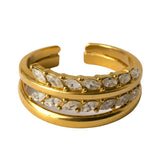 Mero Stainless Steel Ring w Zirconium Stones 