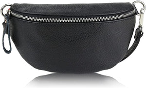 CASSETTE - Fanny Pack Leather Belt Bag Black