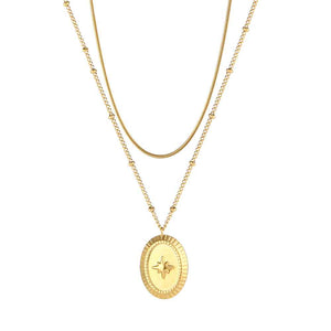 Contact Double Layered Necklace Gold