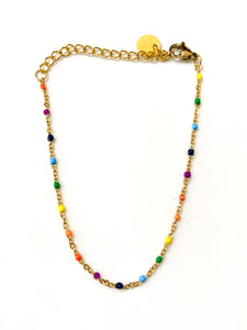 Rainbow Mittie Enamel Anklet