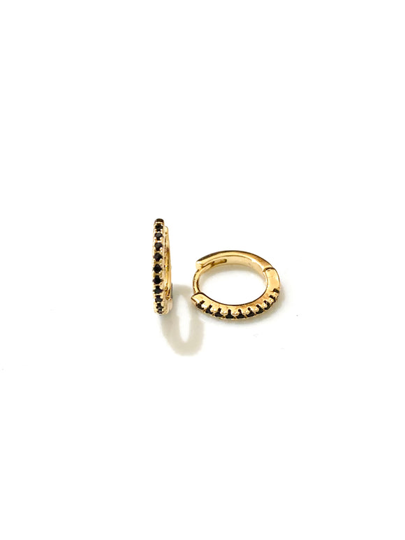 Black Zoe Hoops Gold