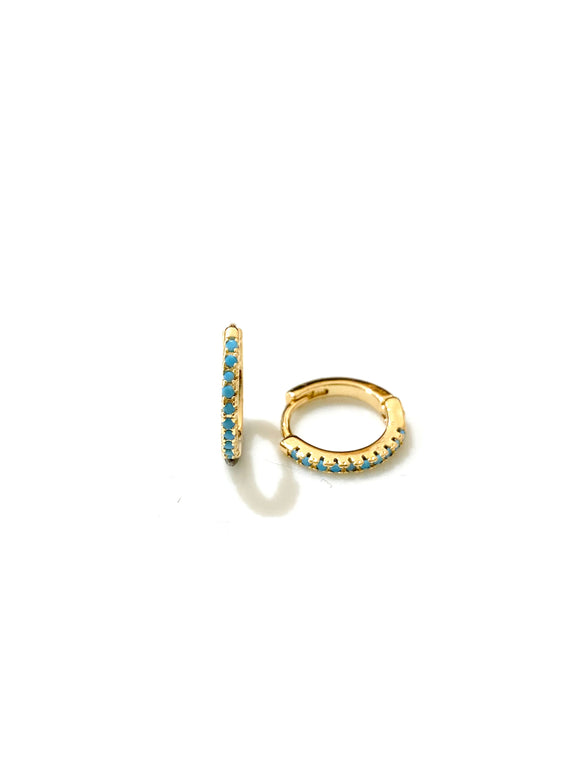 Turquoise Zoe Hoops Gold