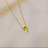 Initial Charm Necklace A Gold