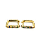 Tina Multicolor Rectangular Hoops Silver