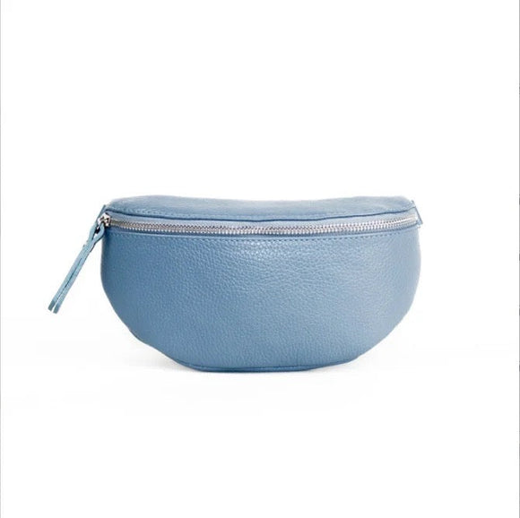 CASSETTE - Fanny Pack Leather Belt Bag Blue