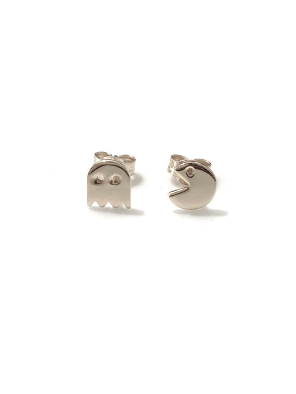 Pac Man Studs Silver