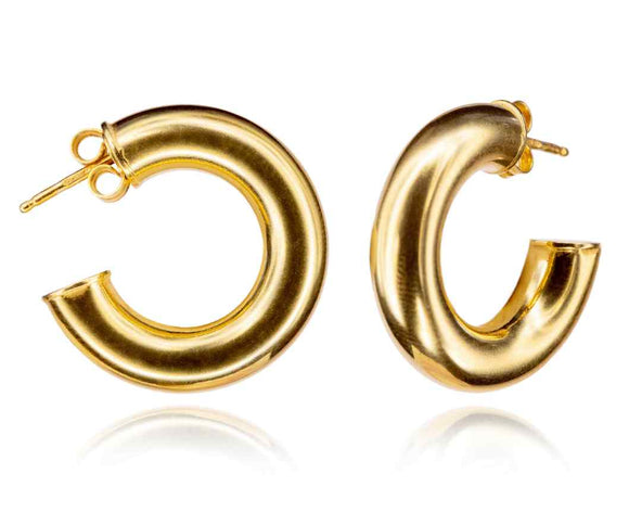 Sterling Silver Retroverb Thick Hoops Gold