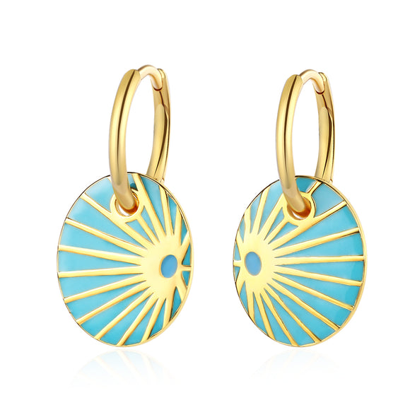 Sterling Silver Sun Hoops Gold