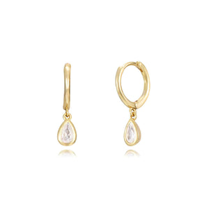 Sterling Silver Drop Hoops Gold