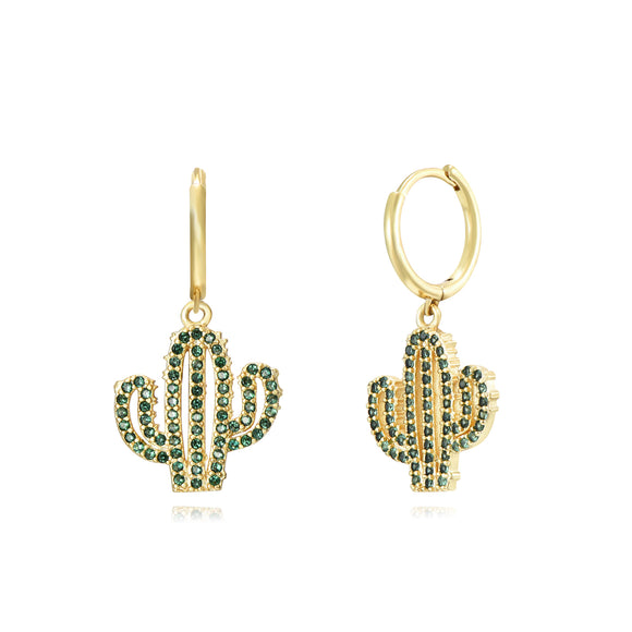 Sterling Silver Cactus Hoops Gold