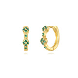 Sterling Silver Marcia Hoops Gold & Green